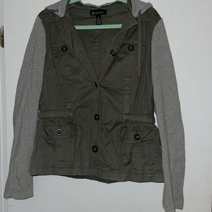Women’s INC International Concepts Jacket Removable Hood Army Green Size M